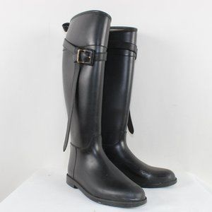 BURBERRY Black Rubber Rain Boots Sz US 7/ EU 37